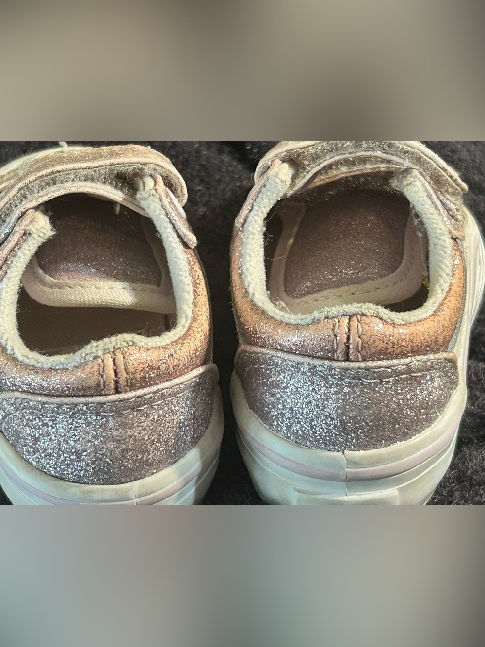 Vans Baby Girl Pink Glitter Sneakers Size 3 Adjustable Straps/Retail $43 - Picture 4 of 10